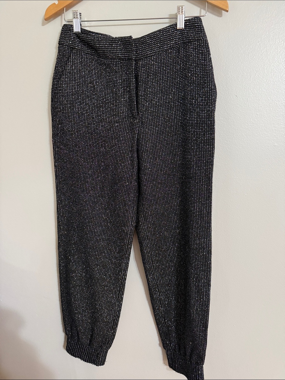 Veronica Beard Black and Metalic Tweed Jogger Pants